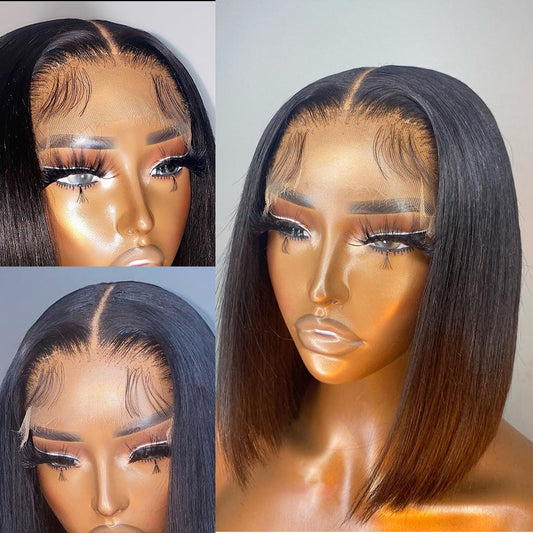 Wigirl 180 density 13x4 bob wig lace front human hair wigs pre plucked short Brazilian straight Frontal Wigs For black women