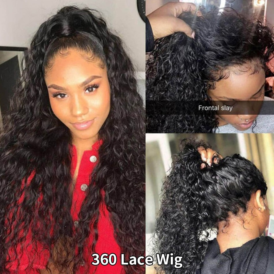 360 Lace Frontal Wig 28 30 Inch Water Wave 13x4 Lace